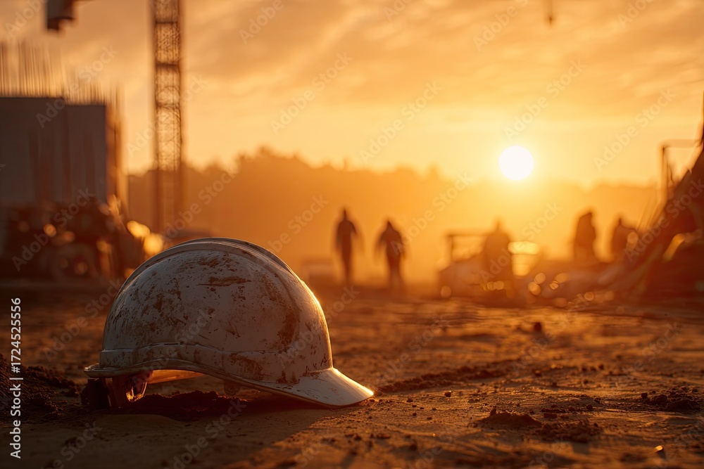 Obraz premium Construction site at sunset