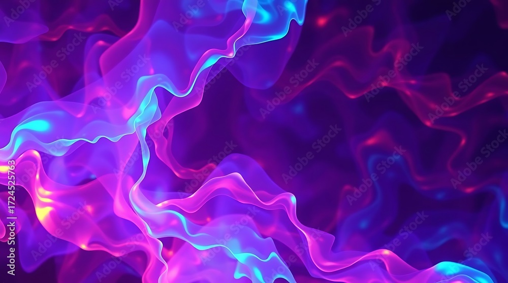 Fototapeta premium Abstract purple background with flowing smoke and blue light swirl texture.