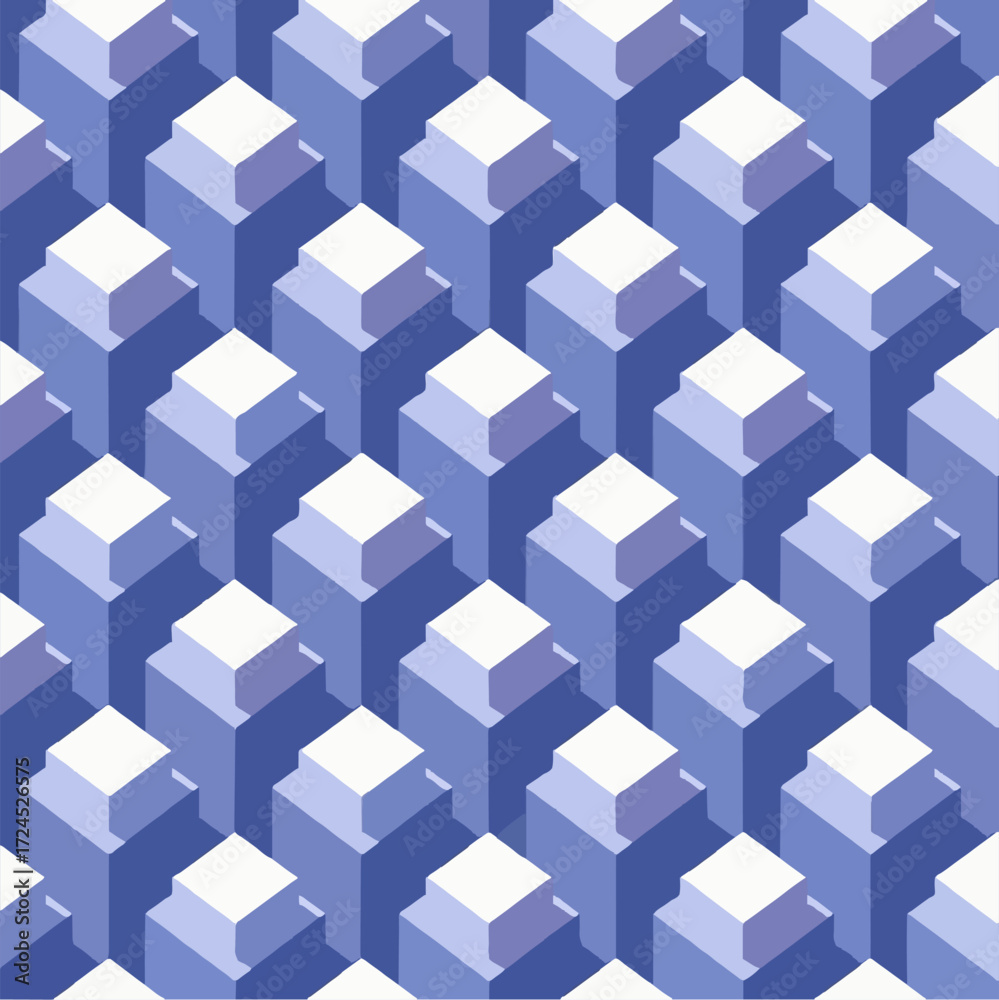 Obraz premium Seamless Minimal Isometric Cubes Pattern Vector