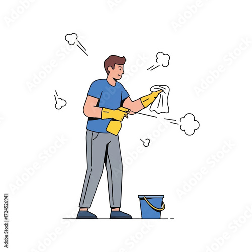 Man using a power washer to clean a surface.