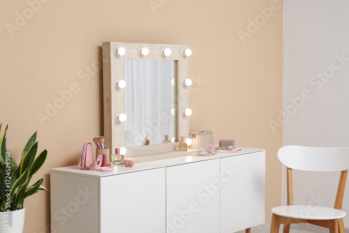 Interior of makeup room wit...