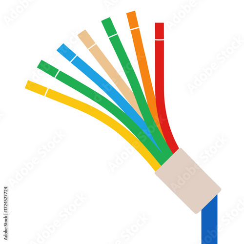 Illustration of several colorful cables out on transparent background