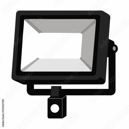 Illustration of a black spotlight fixture on transparent background