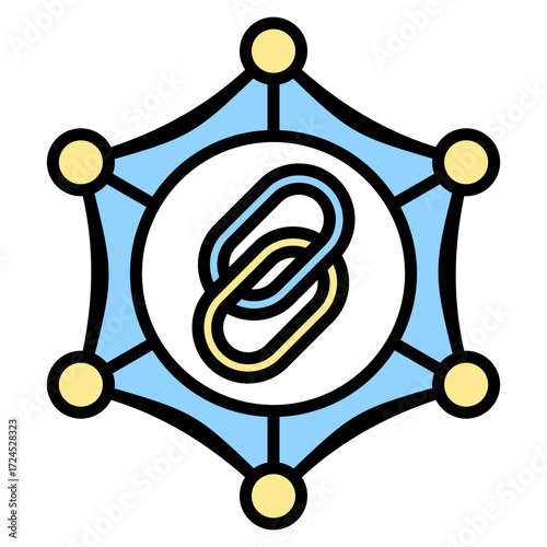 Link Building lineal color icon