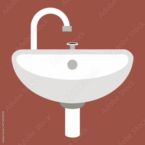 Illustration of a white bathroom sink basin on transparent background