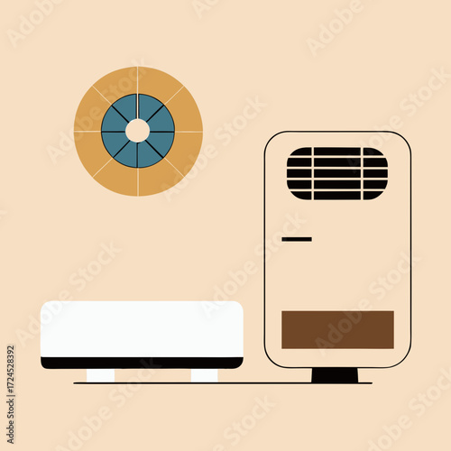 Illustration of heater and air conditioner on transparent background