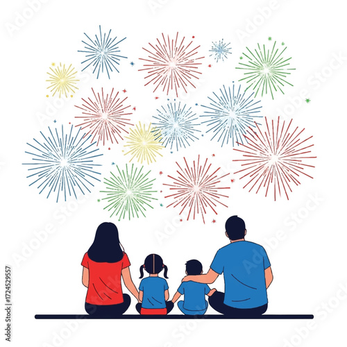 Family watching fireworks display, a heartwarming scene of togetherness.