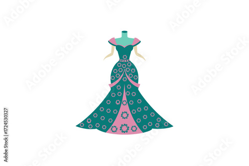 vector illustration of a ladies gown