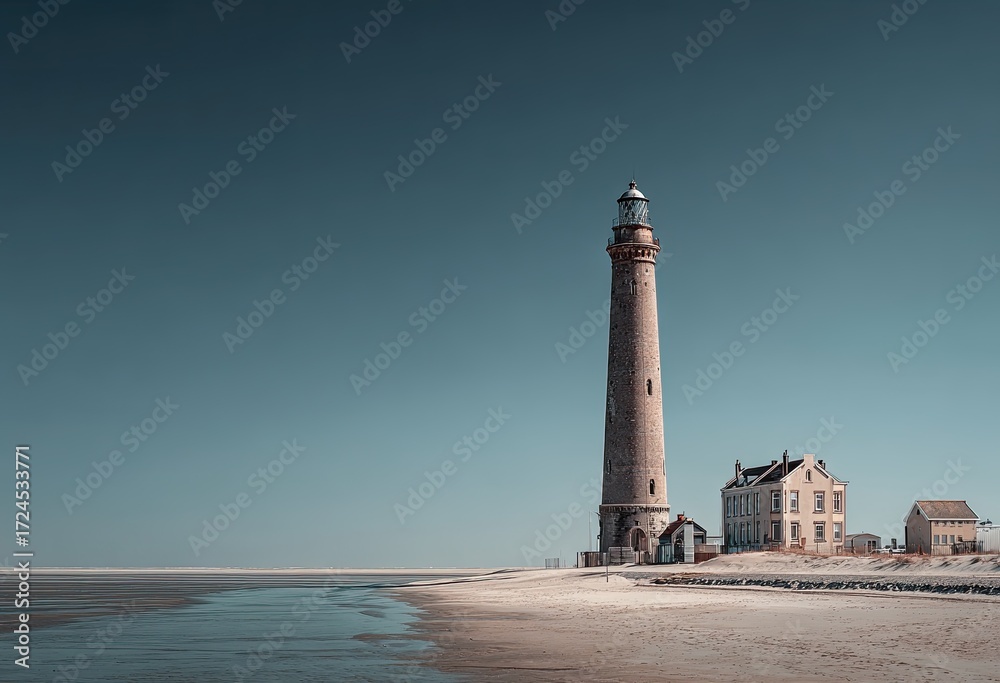 Fototapeta premium Coastal lighthouse on a tranquil beach