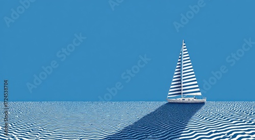 Sailboat on a wavy ocean
