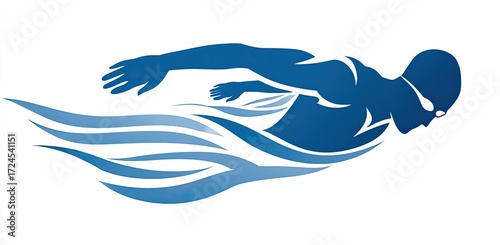 Silhouette of a swimmer in a dynamic freestyle style