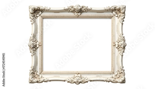 Old photo frame isolated. Empty white photo frame. Vintage instant photo frame isolated in transparent PNG