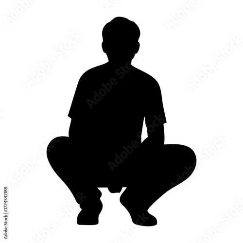Silhouette of a man crouching