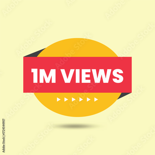 Vibrant sticker design announcing 1m views milestone, perfect for social media content