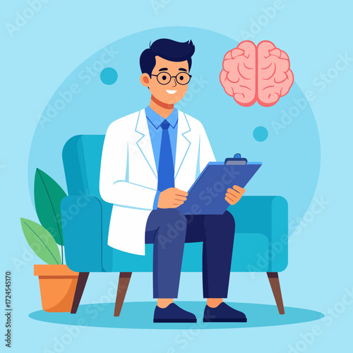A dedicated male psychologist offers professional therapy, embodying Modern Professions in Lifestyle & Health, providing essential mental well-being support and expert guidance