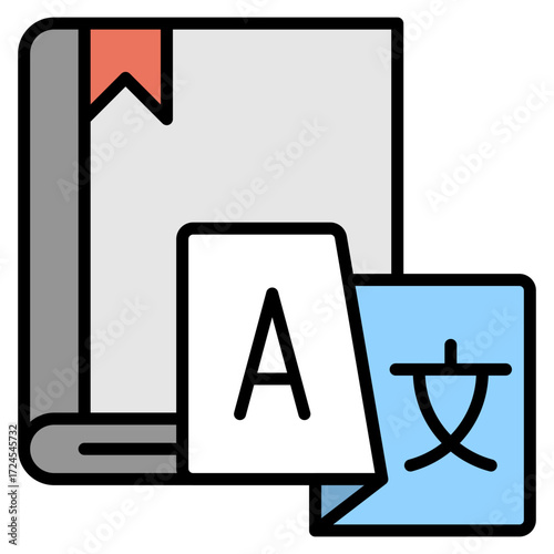 Dictionary lineal color icon