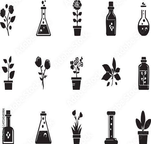Vector art of collection of herbal medicine icons