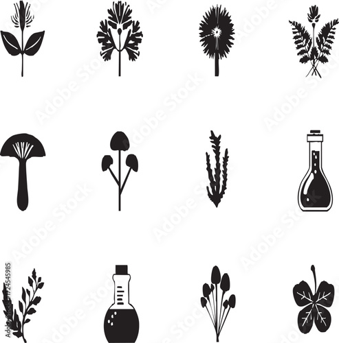 Vector art of collection of herbal medicine icons