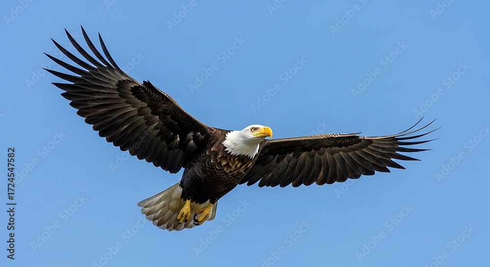 Naklejka premium Bald Eagle Soaring High in the Sky.