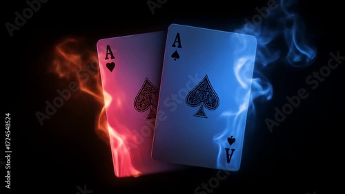 Playing cards fire smoke