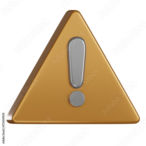 Notification 3d icon alert triangle with exclamation mark