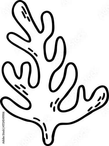 Black and white line drawing of seaweed