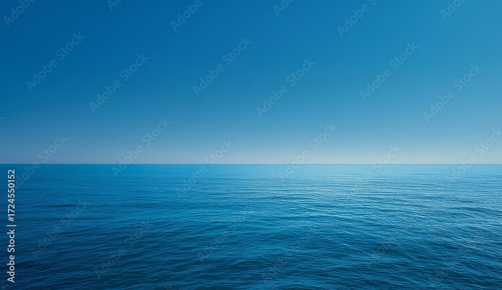 Fototapeta premium Serene blue ocean stretching under clear sky, calm water symbolizing tranquility, freedom and endless possibilities