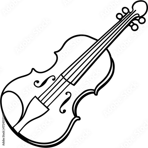 Continuous line violin drawing