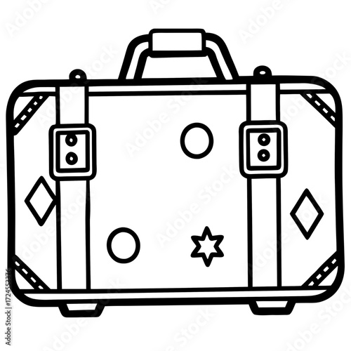 Minimalist suitcase with stickers