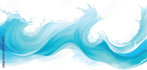 Abstract Blue Water Wave Illustration with Ocean Splash Texture and Dynamic Fluid Motion for Summer Marine Background and Artistic Seascape Art