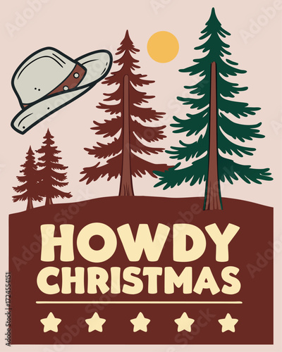 Howdy Christmas: Cowboy Hat & Rustic Holiday Graphic