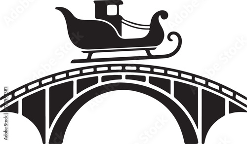 Minimalist bridge structure illustration in black and white graphic design
