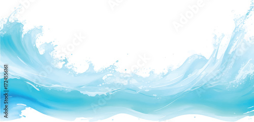 Abstract Artistic Blue Wave Illustration with Ocean Splash Texture and Flowing Water Design for Modern Seascape Wallpaper and Digital Art Projects
