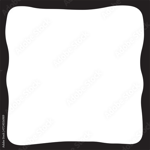 A classic black and white vector silhouette representing futuristic sci-fi, set against a white backdrop within a wavy-edged box frame, exuding timeless elegance and advanced technology