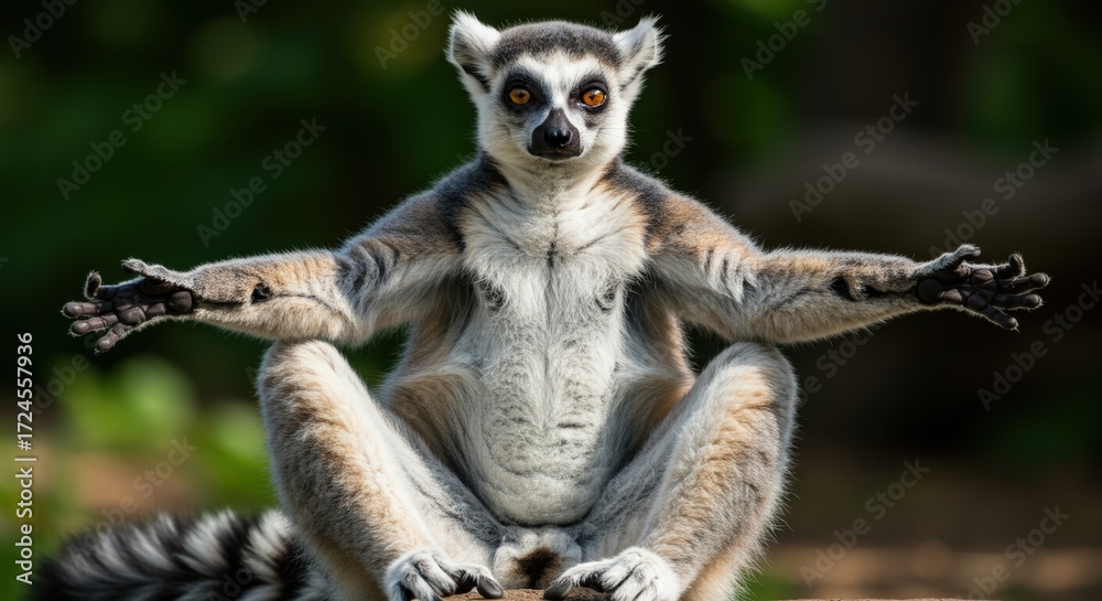 Naklejka premium Lemur in yoga pose