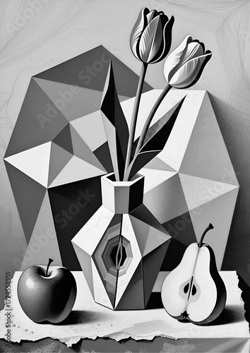black and white abstract flower