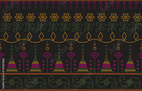 Ethnic Pattern. Ethnic India Bhandhani seamless pattern for embroidery, textile decoration and tile design.