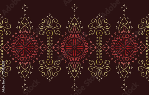 Ethnic Pattern. Ethnic India Bhandhani seamless pattern for embroidery, textile decoration and tile design.