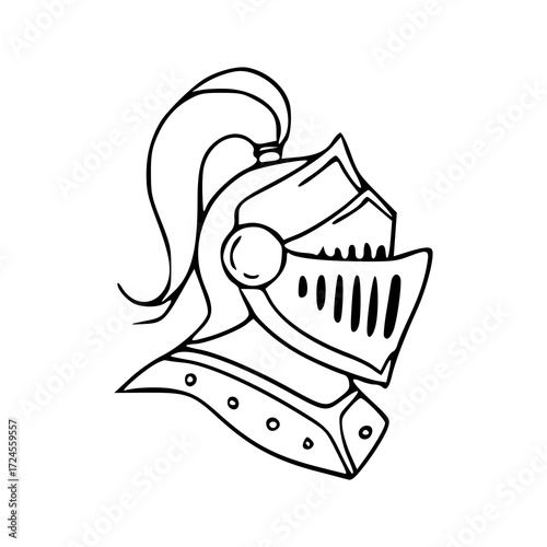 doodle knight helmet line art