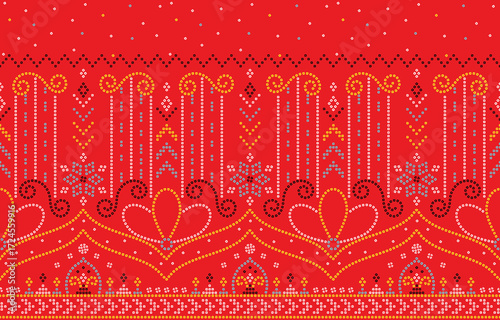 Ethnic Pattern. Ethnic India Bhandhani seamless pattern for embroidery, textile decoration and tile design.