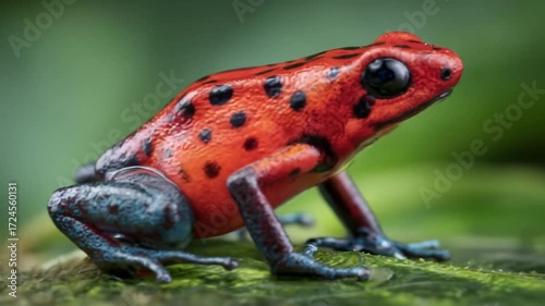 Red poison dart frog closeup