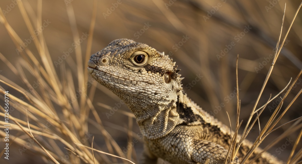 Naklejka premium Lizard in grassy environment