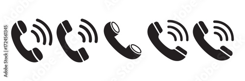 Communication Call Receiver Outline Icons