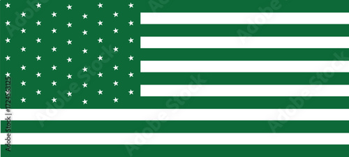 Green american flag with white stars and stripes symbolizing patriotism and unity