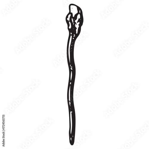 Vintage Magic Staff Engraving, Occult Ritual Tool, Witchcraft & Esoteric Symbol Art