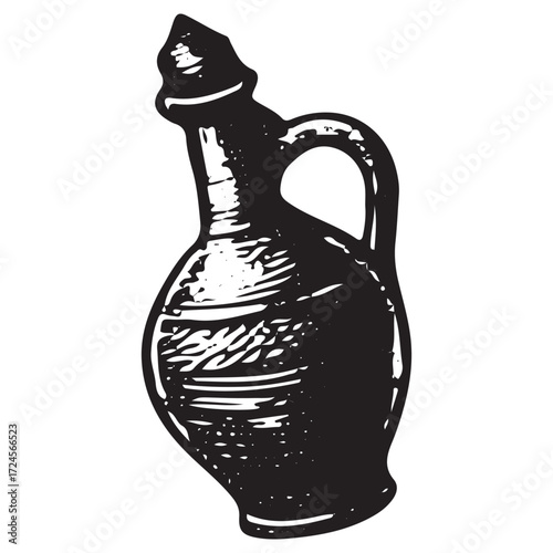 Vintage Alchemy Jug Engraving, Witchcraft Potion Vessel, Esoteric Magic Tool Art