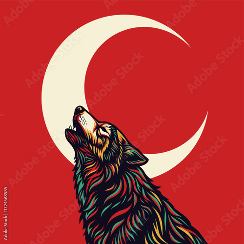 illustration of a wolf roaring