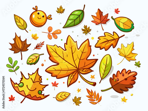 Charming vector bundle of falling autumn leaves illustrations ideal for seasonal design projects scalable graphics