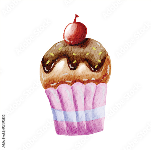 chocolate muffin isolated on white background vector