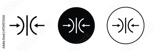 Compress icon set. pressure suspension bounce vector symbol. push shrink sign. flexible elastic symbol. reduce shock icon in black filled and outlined.  isolated on white and black background. EPS 10 